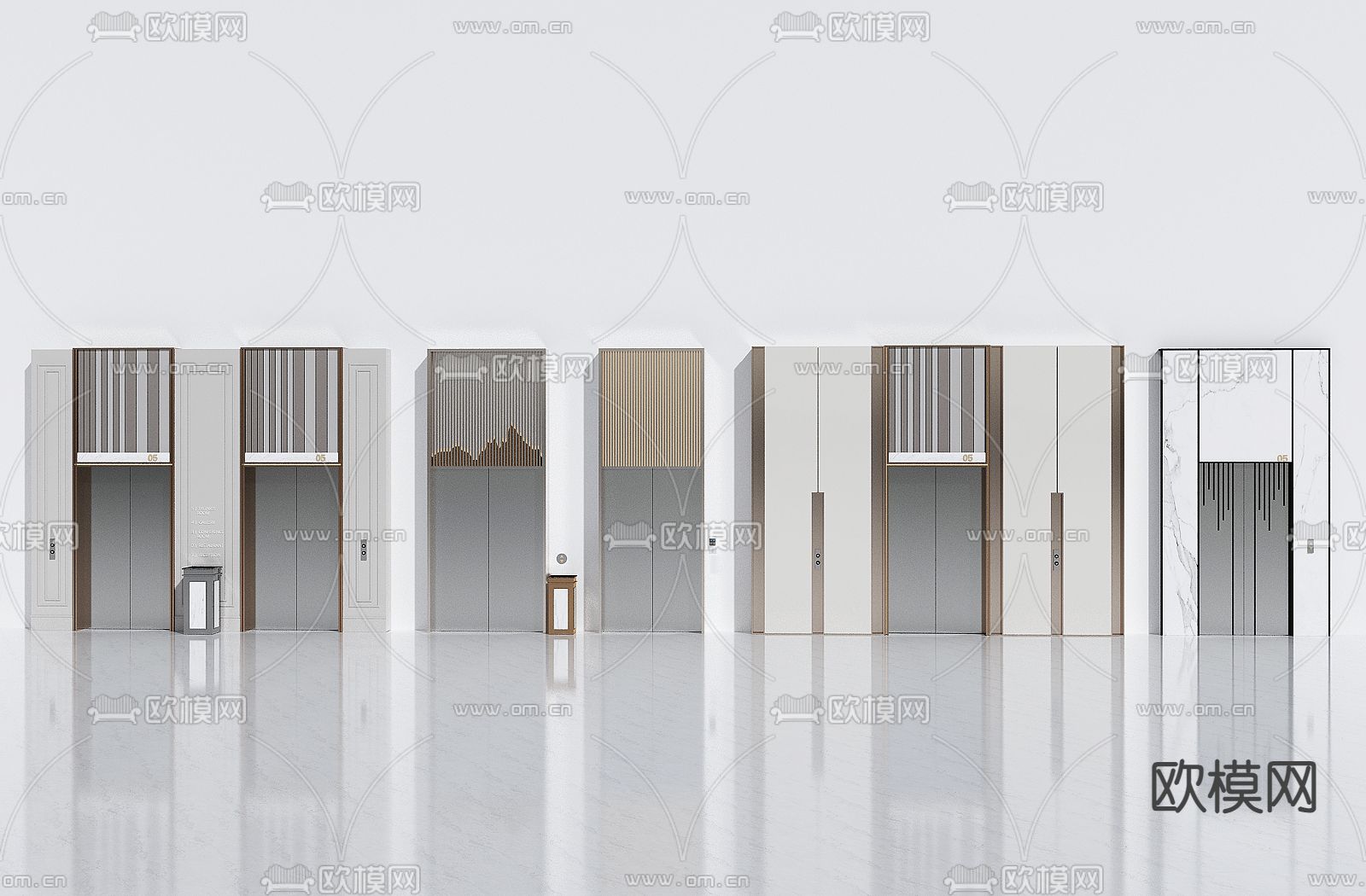 新中式电梯门 电梯间3d模型下载