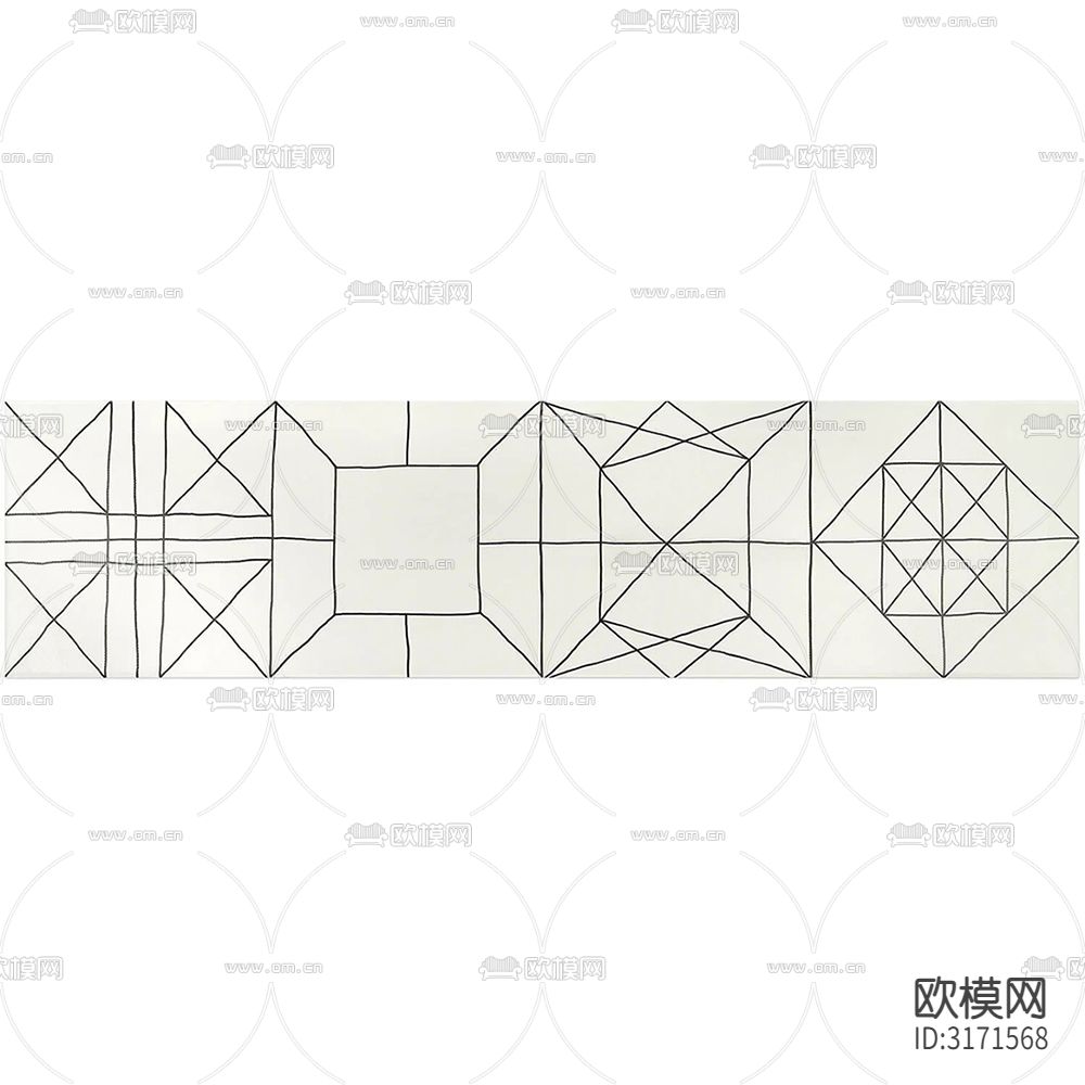白色艺术花砖贴图下载（渲染图1）