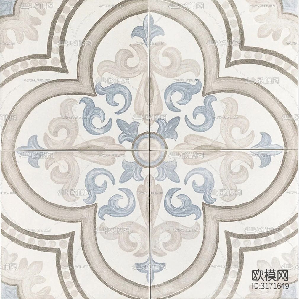 灰色欧式花砖贴图下载（渲染图1）