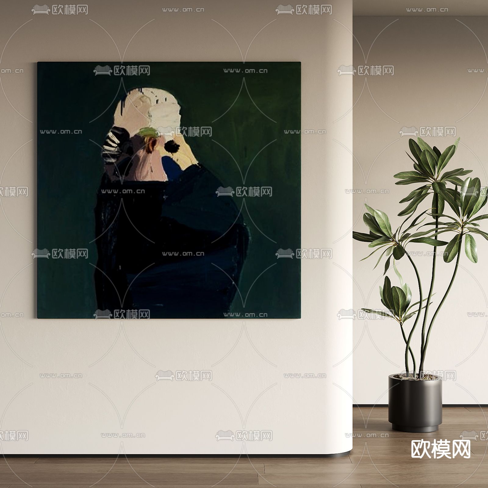 侘寂风装饰画 油画 人物画su模型