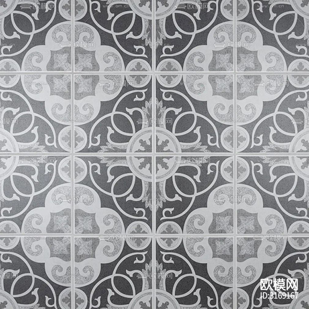 灰色欧式花砖贴图下载（渲染图2）