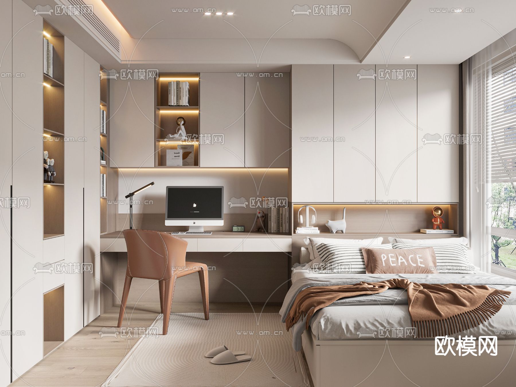 现代榻榻米卧室3d模型下载