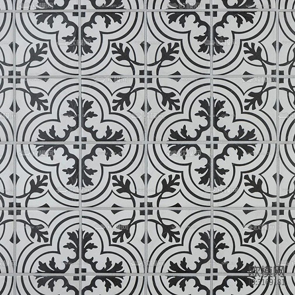 灰色现代花砖贴图下载（渲染图4）