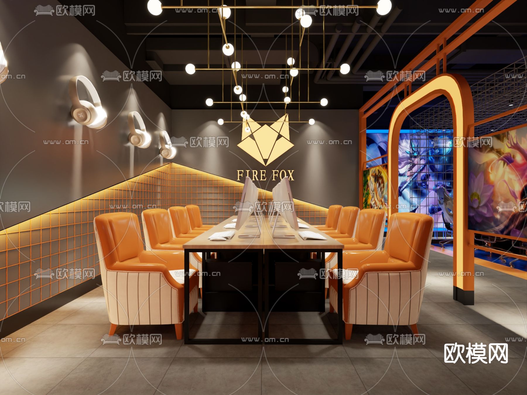 现代网咖 网吧3d模型下载（渲染图3）