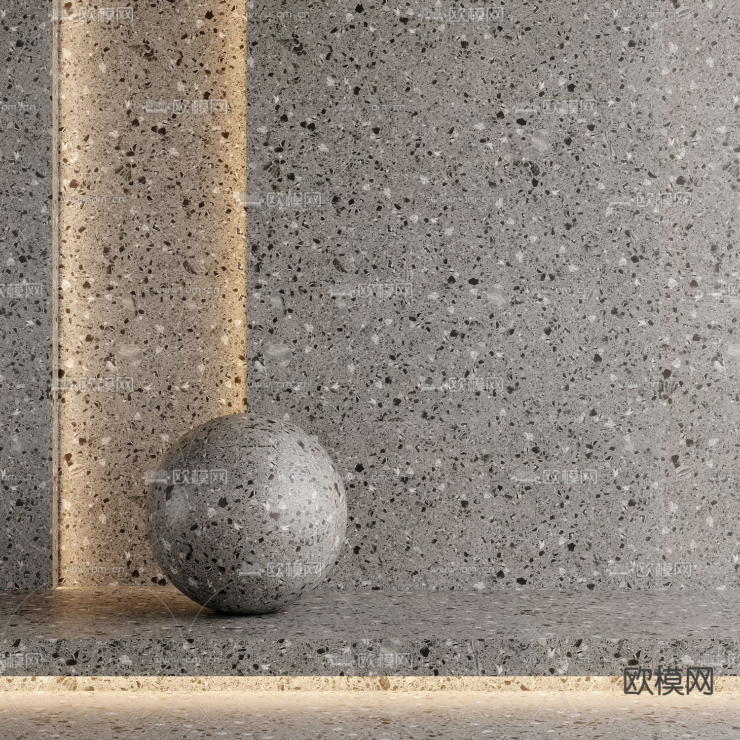 现代水磨石su模型