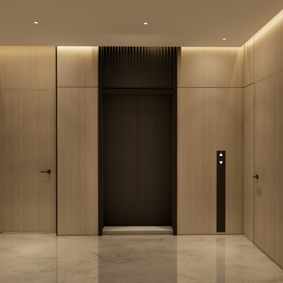  现代电梯厅su模型 