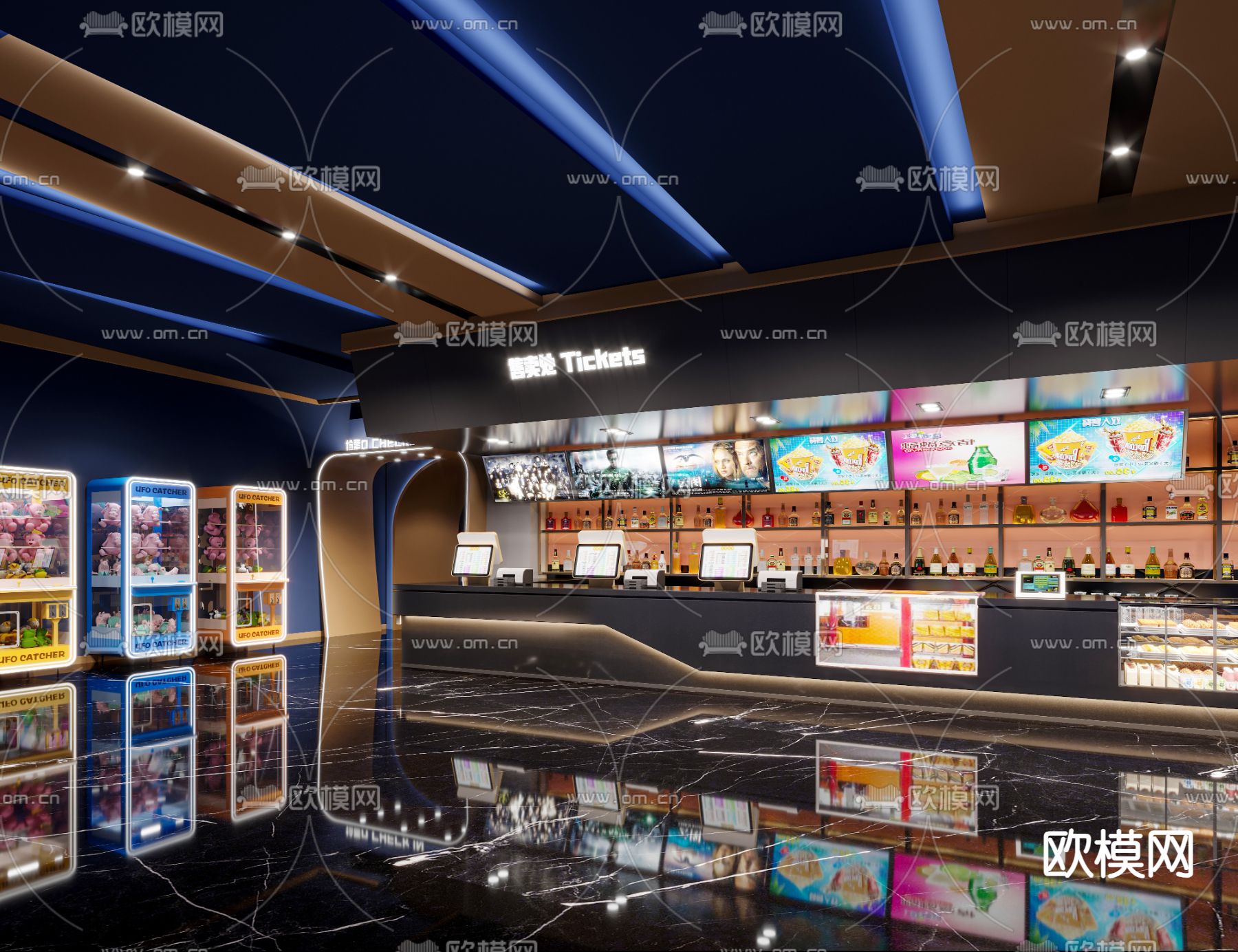 电影院大厅3d模型下载（渲染图1）