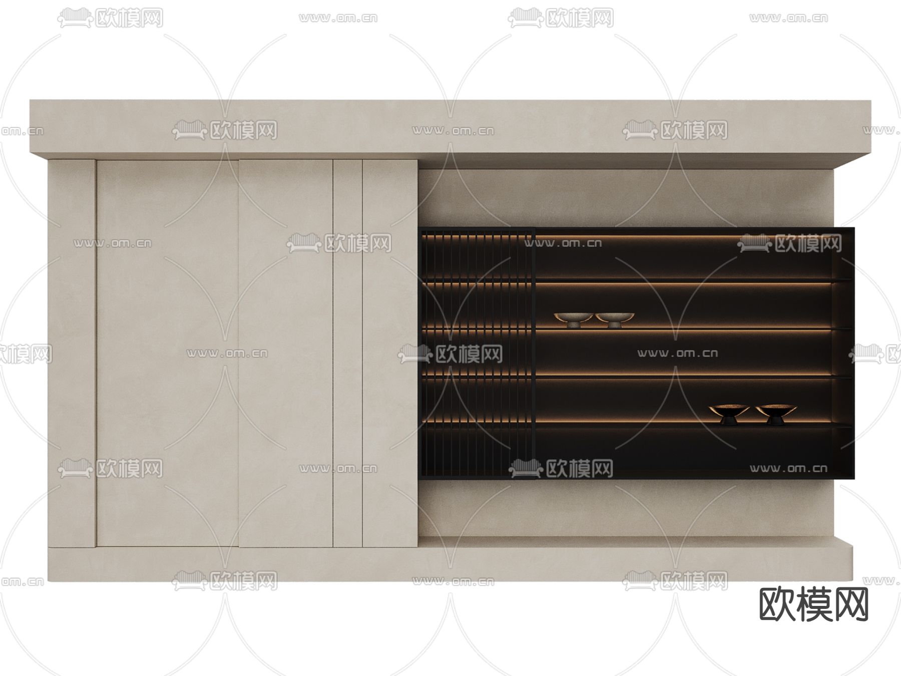 侘寂装饰柜 置物架3d模型下载