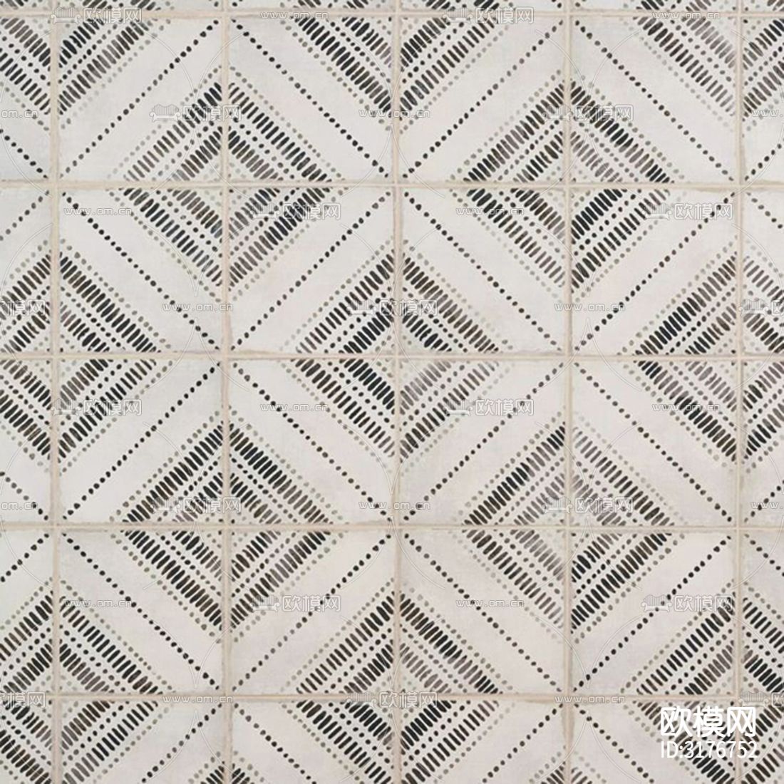 灰色木纹花砖 拼花地砖贴图下载（渲染图2）