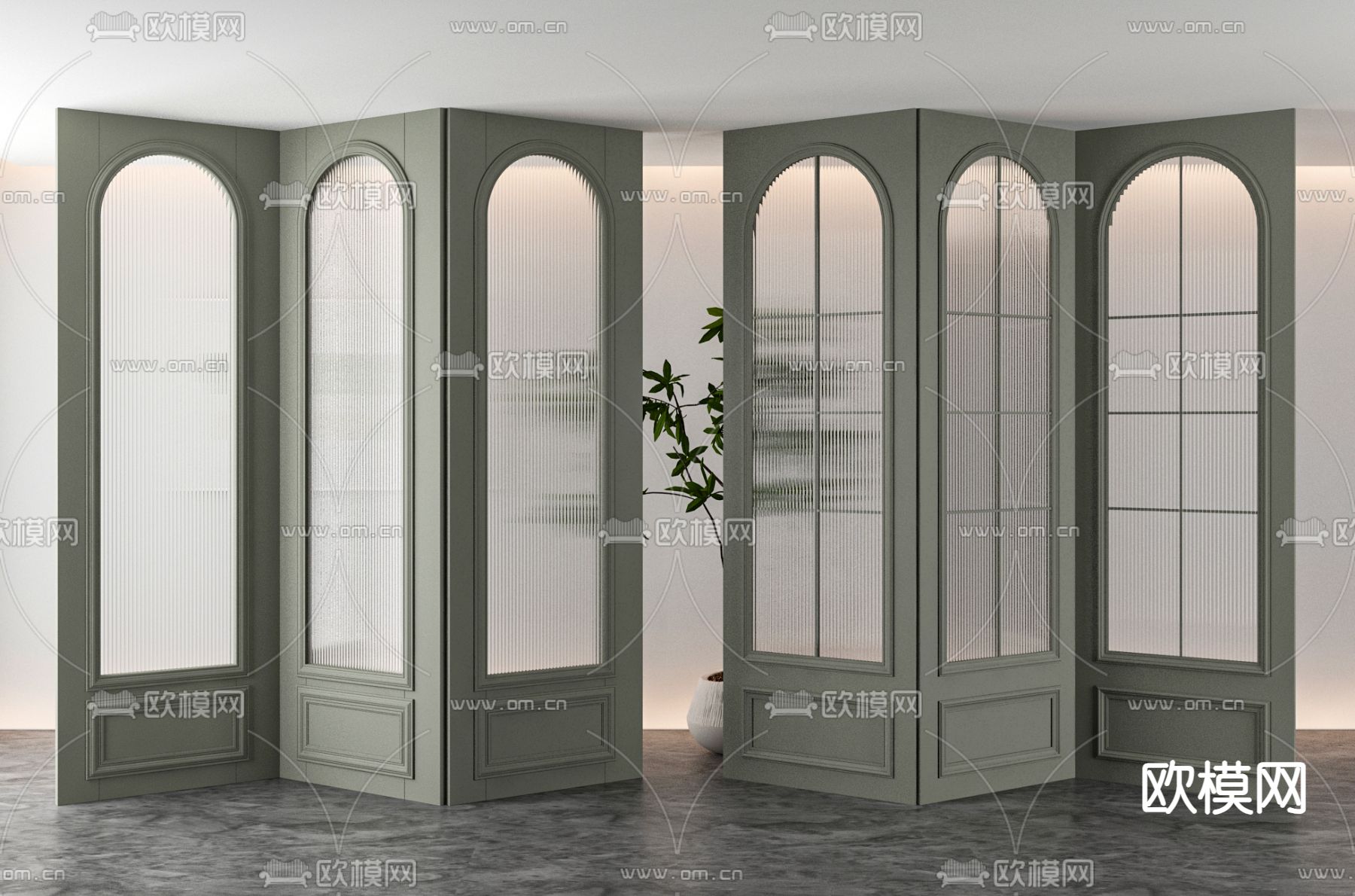 法式玻璃屏风3d模型下载