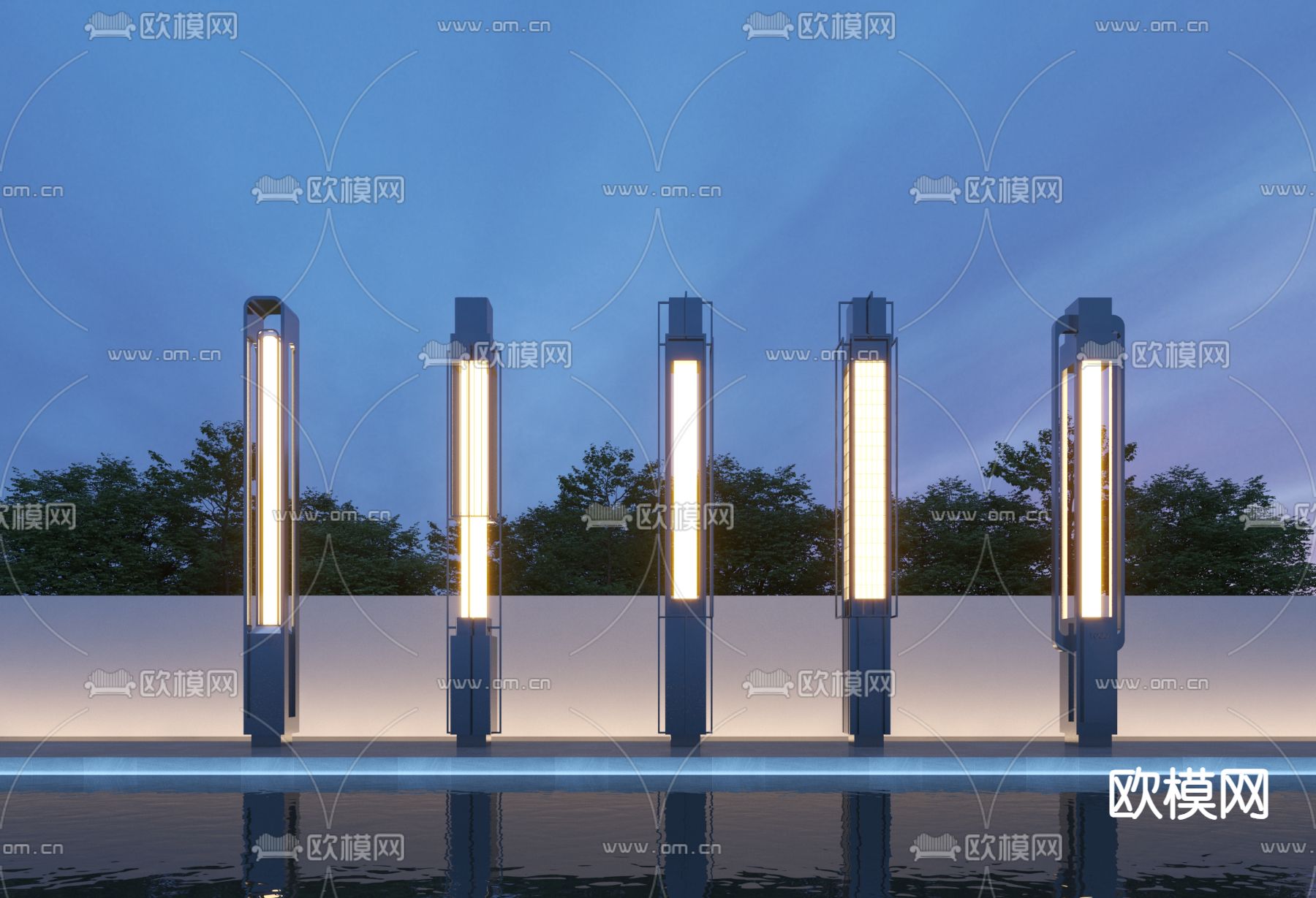 商业路灯 高杆灯 庭院灯 景观灯柱3d模型下载