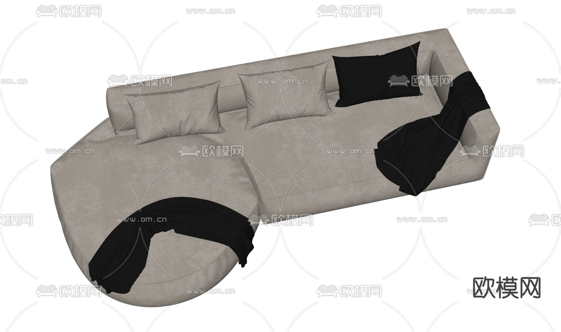 现代双人沙发 多人沙发su模型下载（渲染图2）