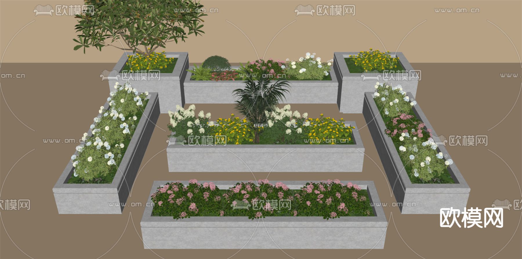 花池 花坛su模型下载（渲染图2）