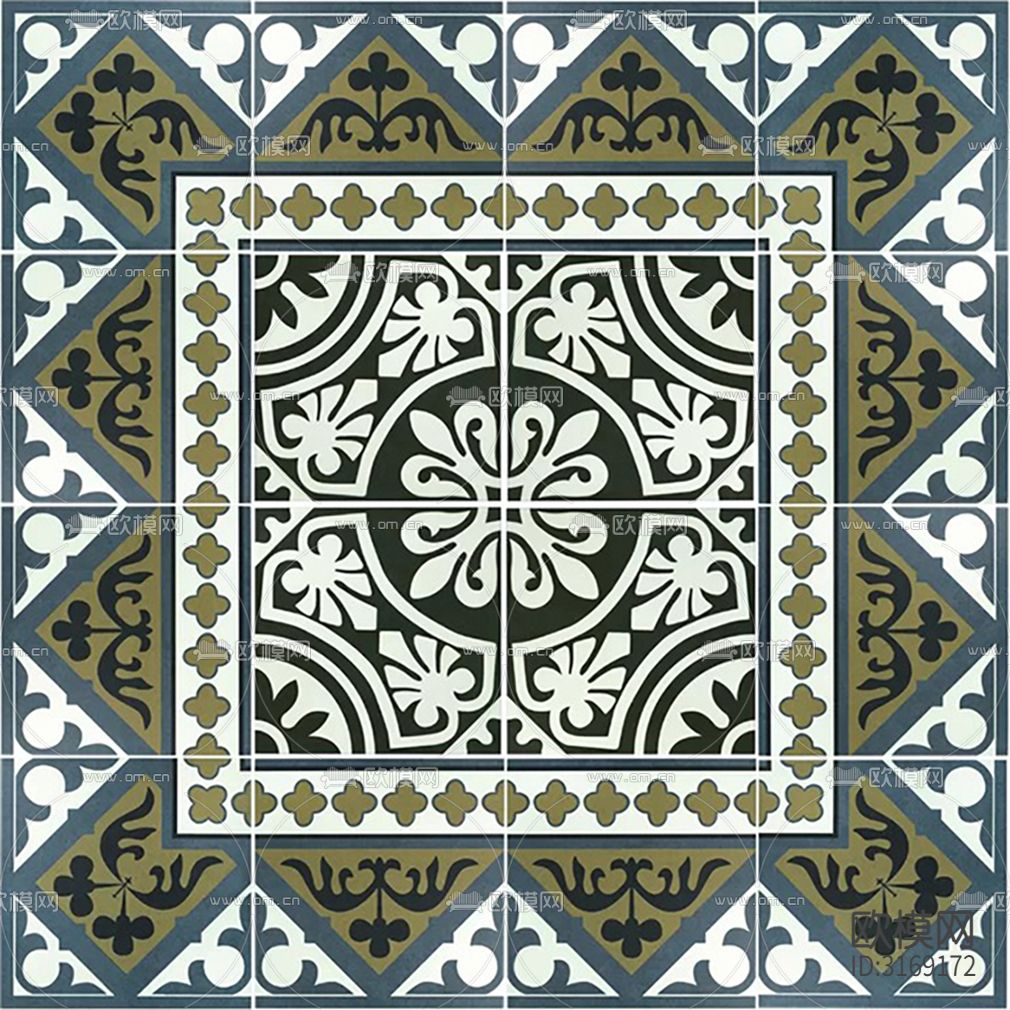 绿色欧式花砖贴图下载