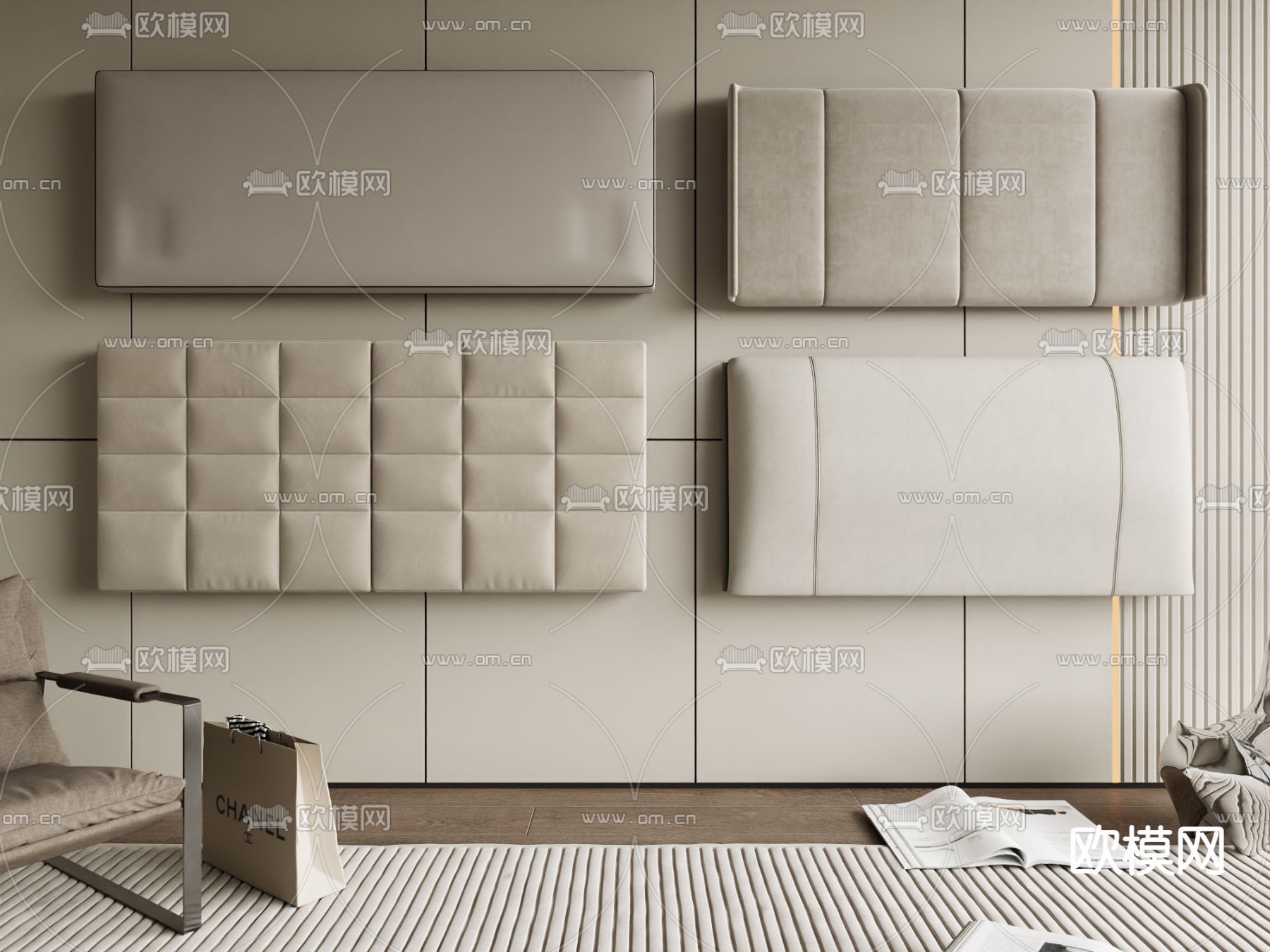 卧室床靠背 软包3d模型下载