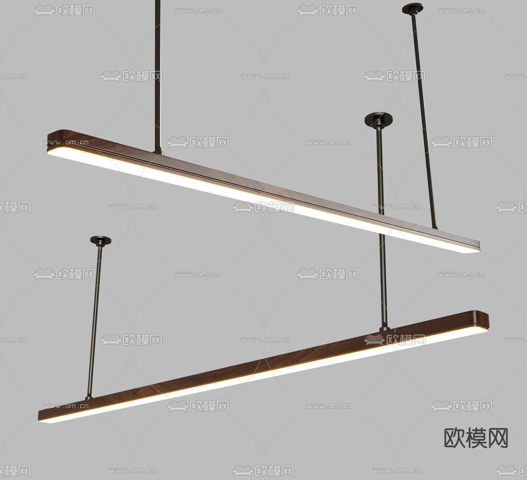 办公吊灯 长条吊灯3d模型下载