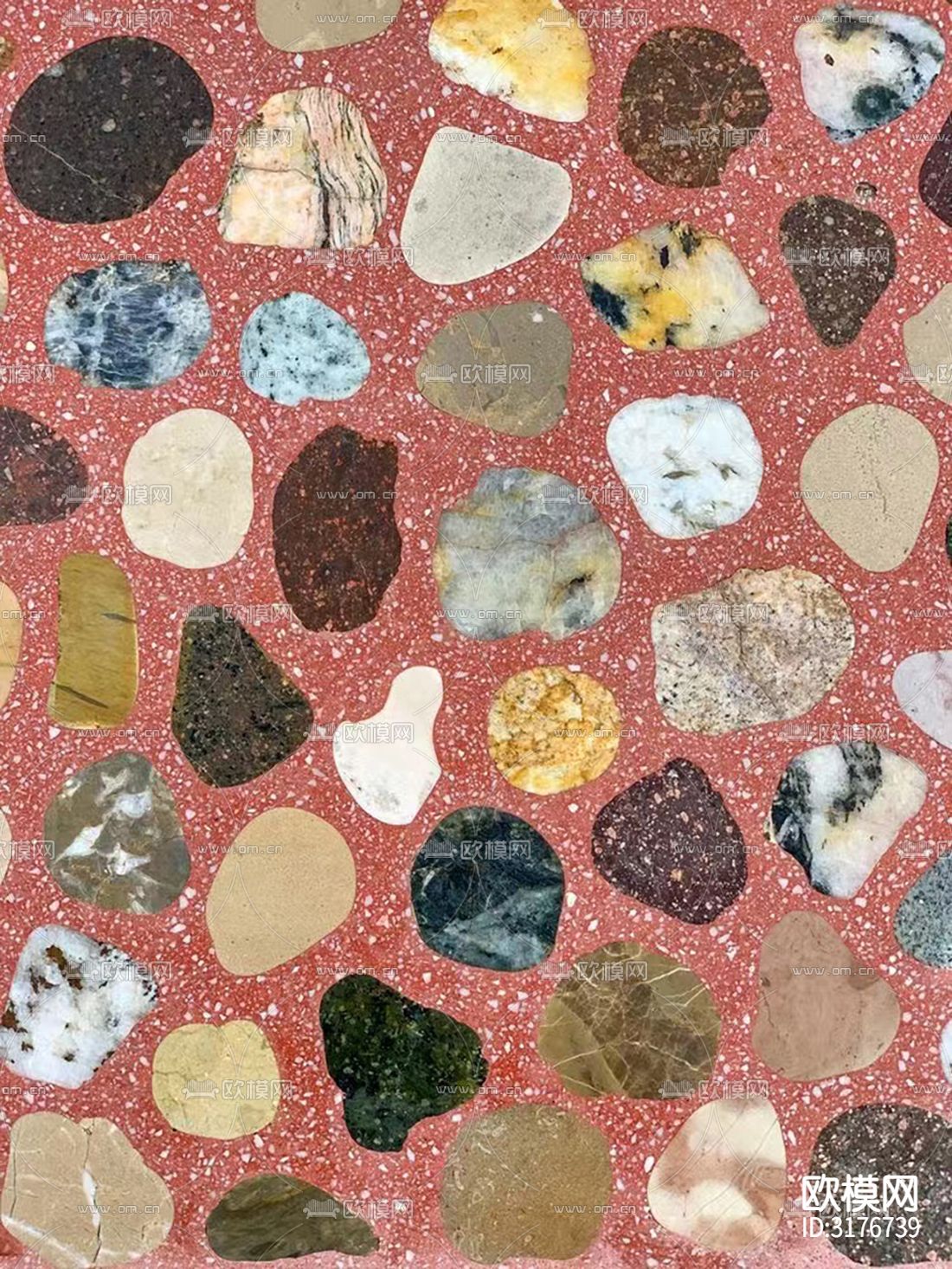 红色水磨石 文化石贴图下载