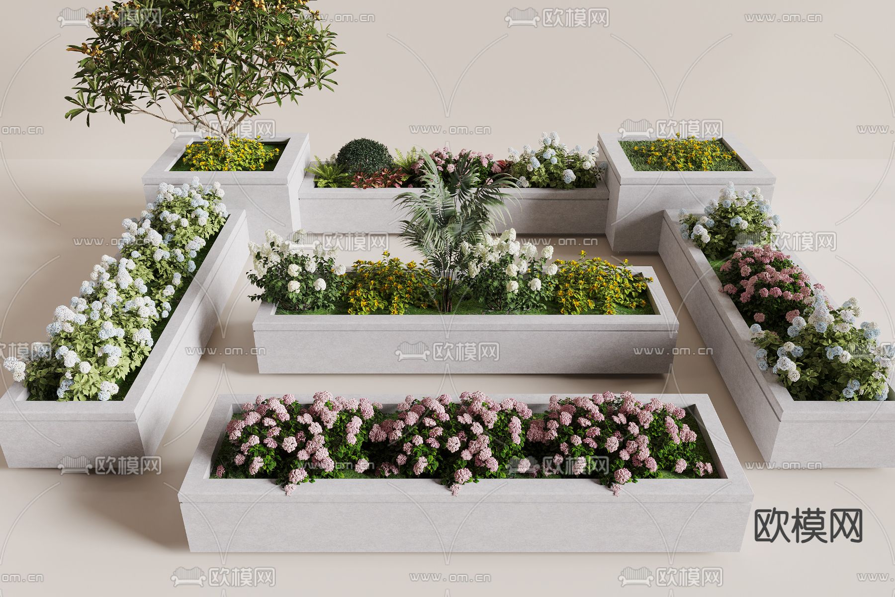 花池 花坛su模型下载（渲染图1）