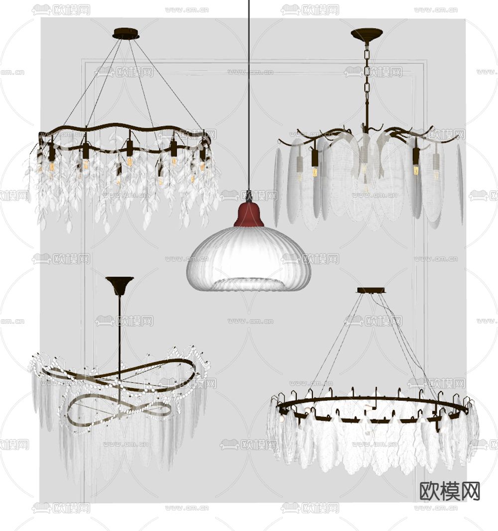 法式吊灯 轻奢吊灯su模型下载（渲染图1）