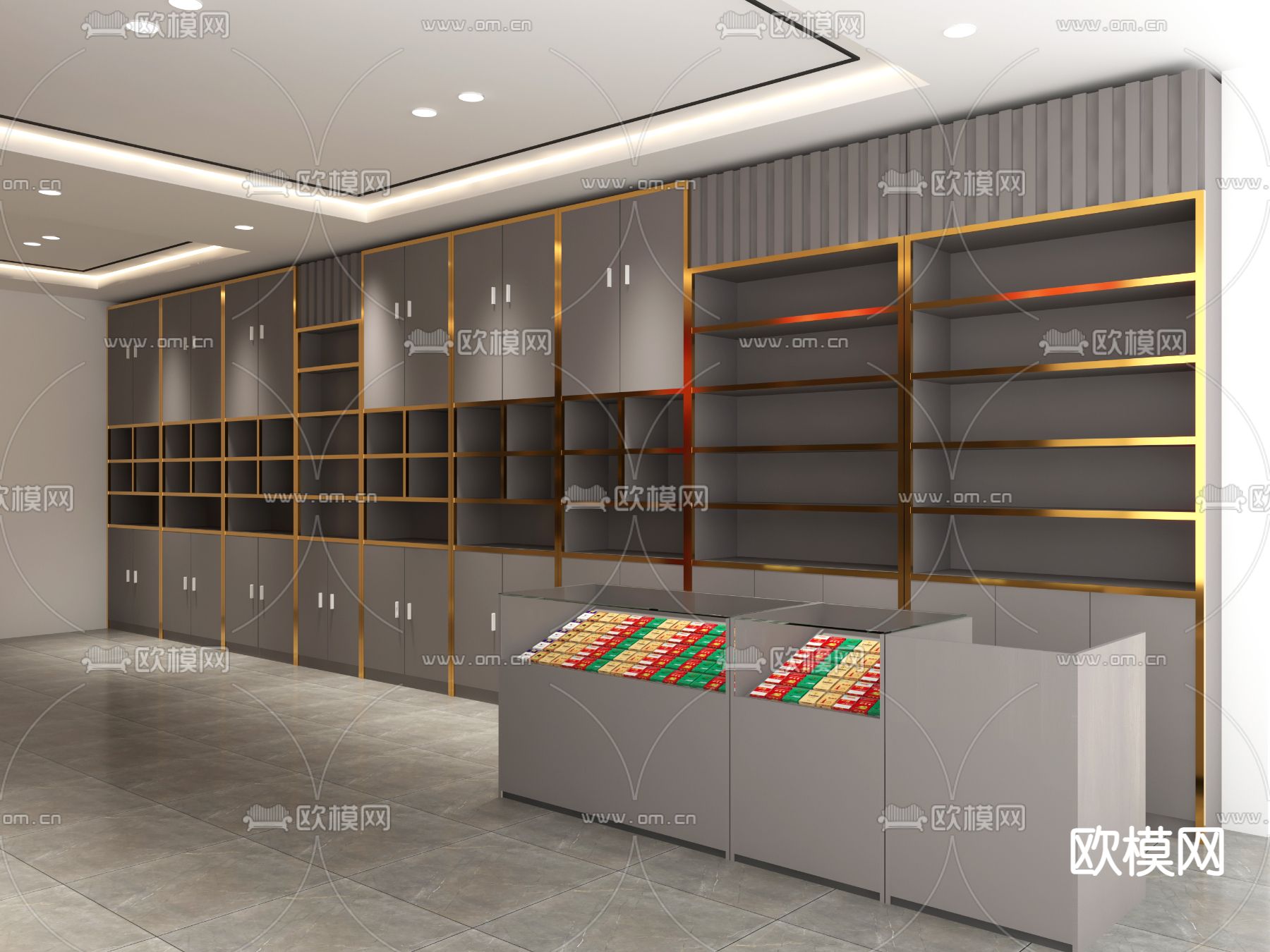 烟酒柜 展示柜 货柜3d模型下载（渲染图1）