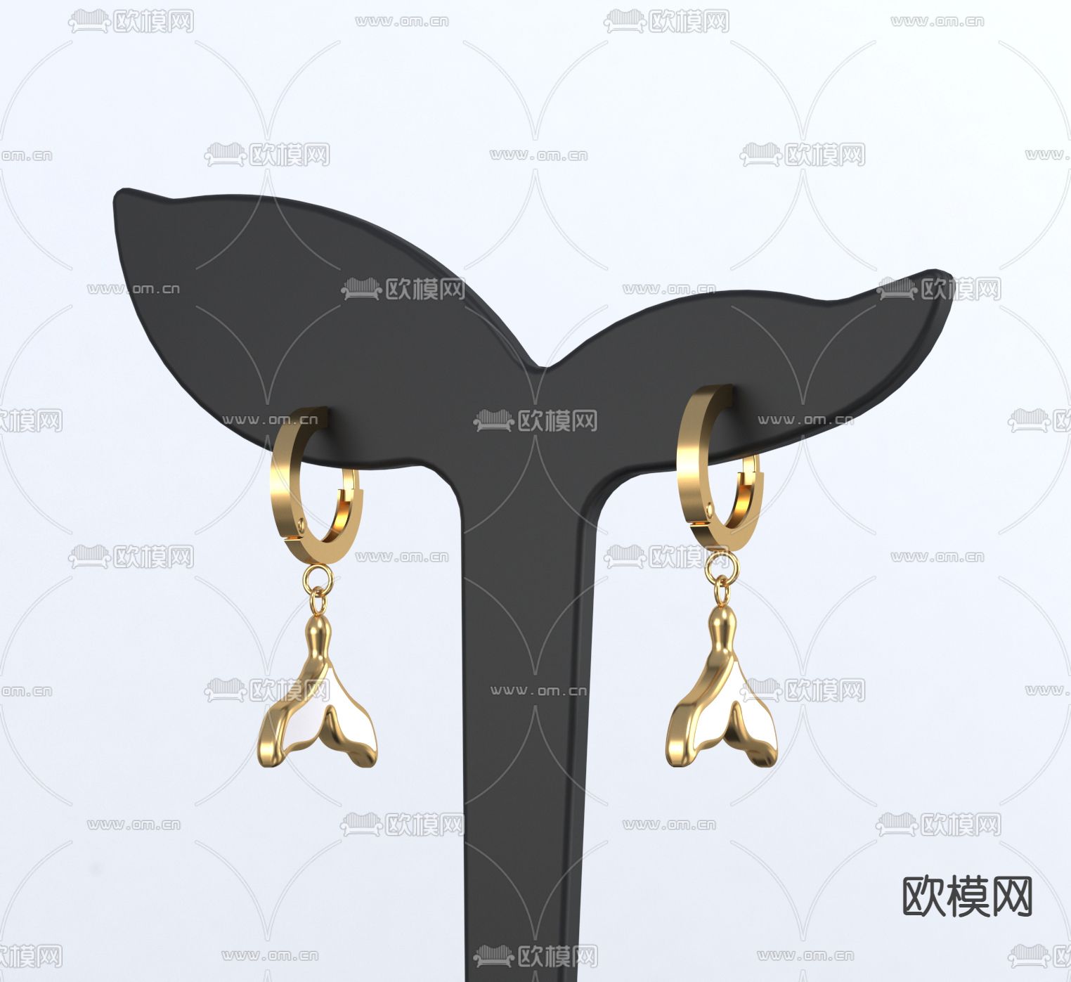 时尚耳钉 耳环 珠宝饰品3d模型下载（渲染图2）