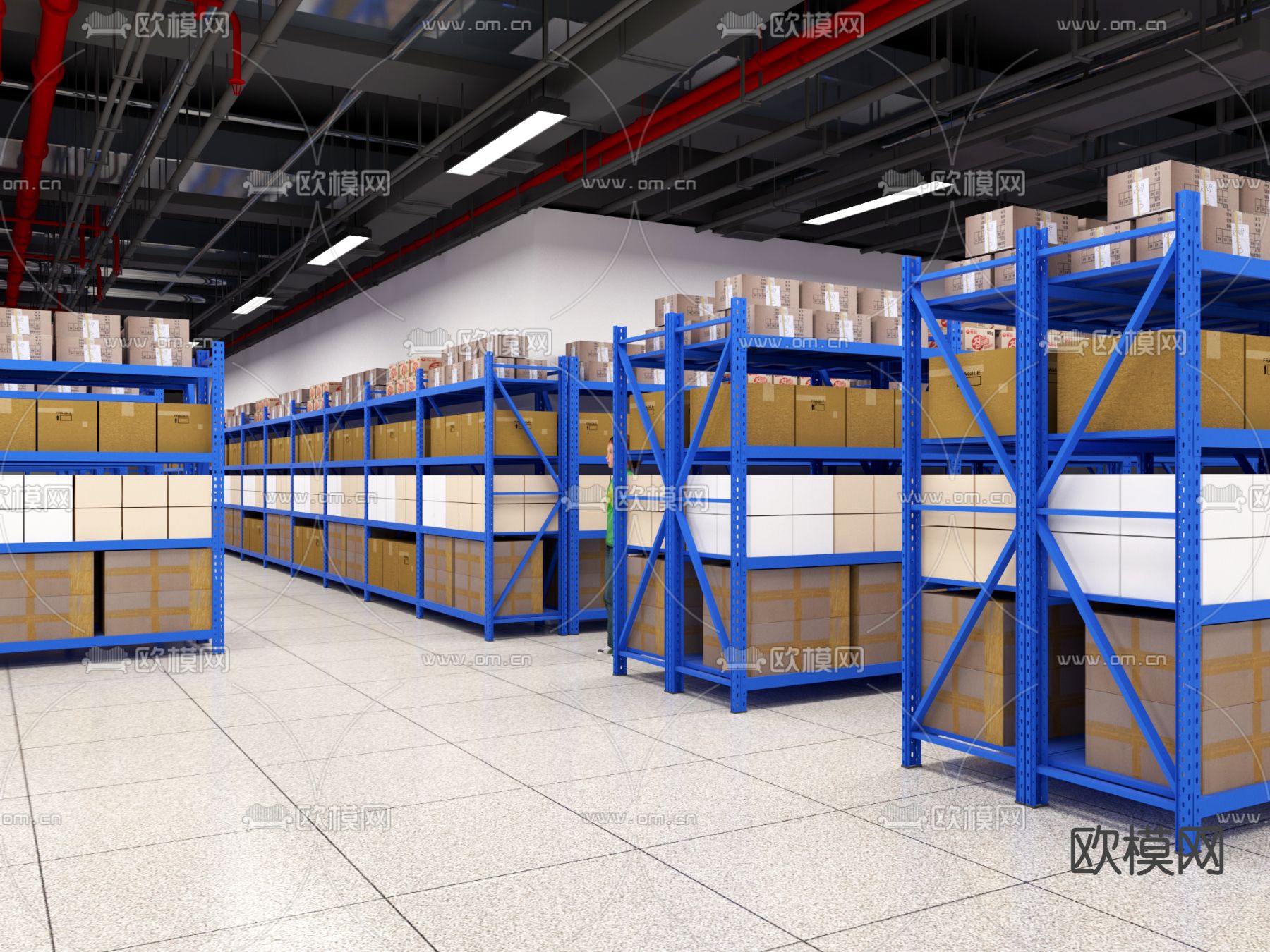 仓库 货架 货仓3d模型下载