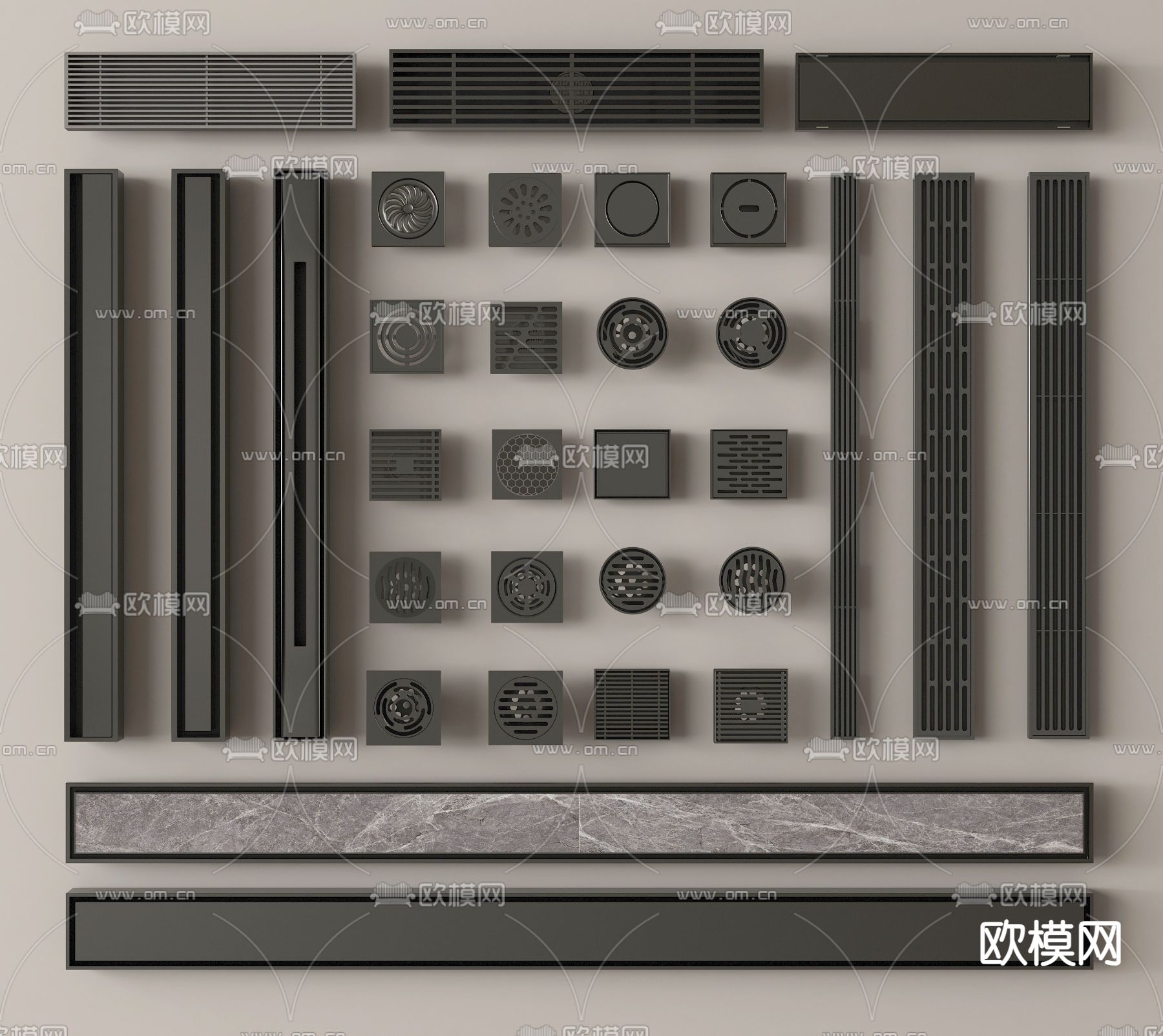 现代不锈钢地漏3d模型下载