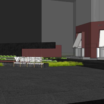  示范区景观 售楼部景观su模型 