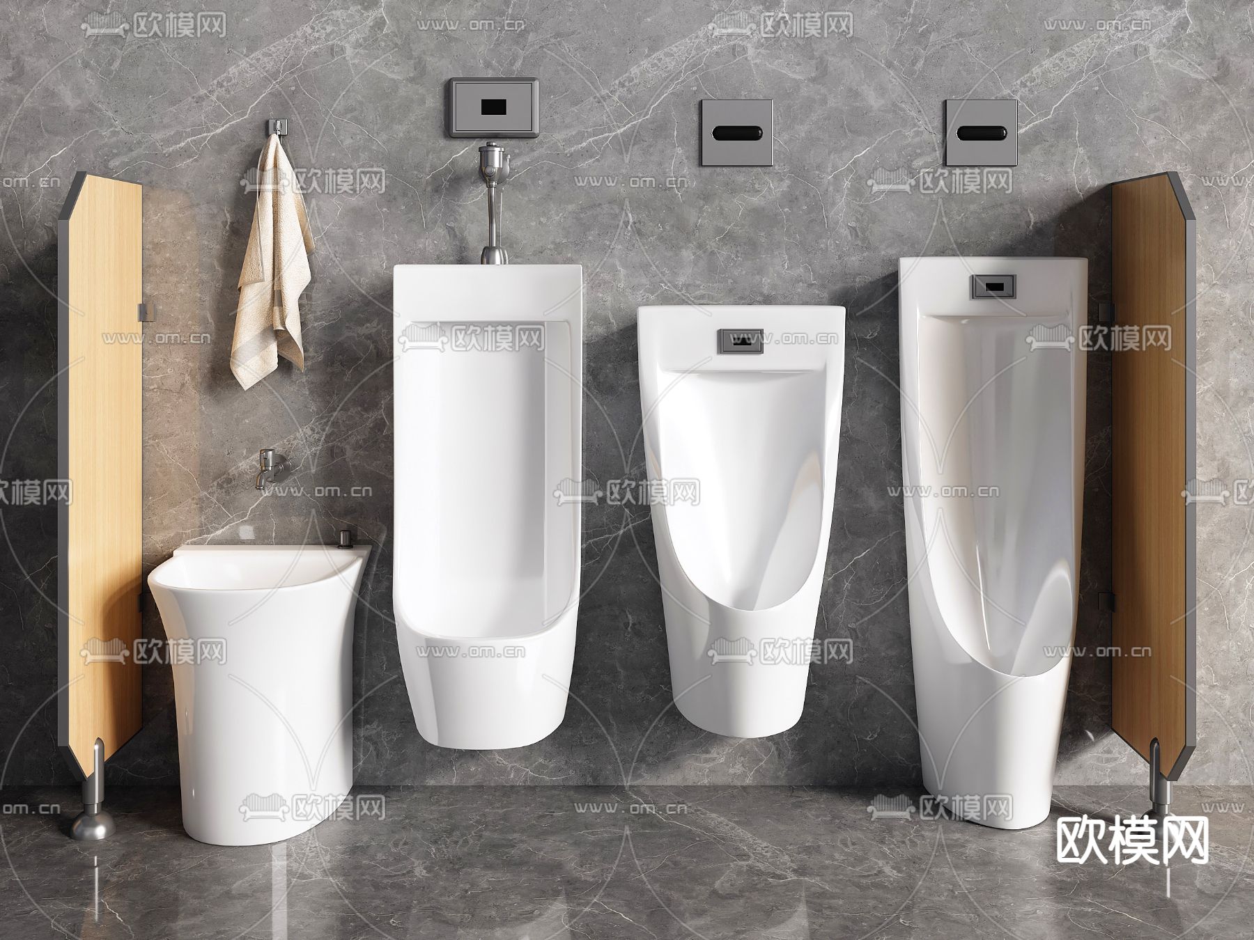 小便斗 立便器 马桶尿斗su模型下载（渲染图2）