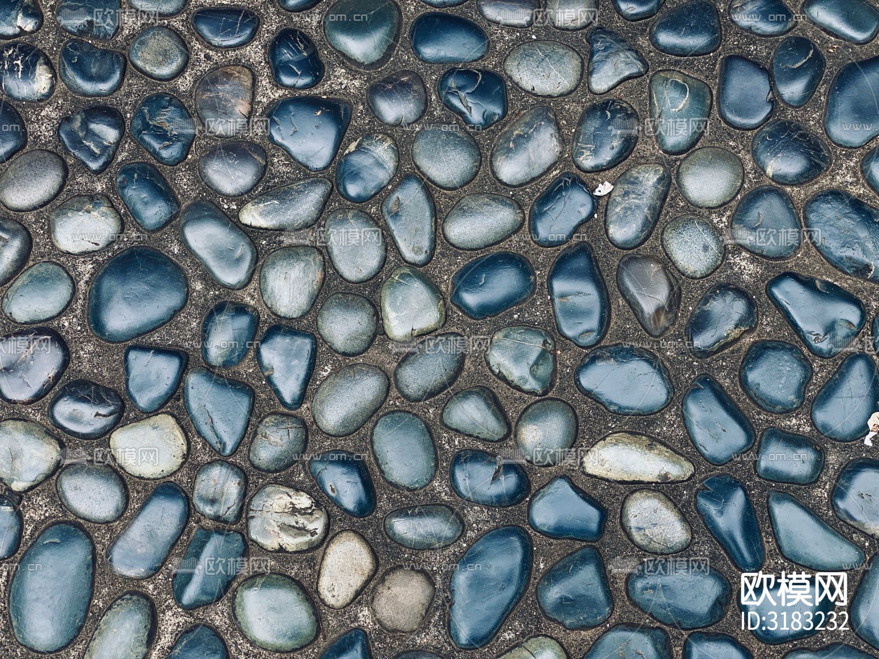 黑色中式卵石铺装地面贴图下载