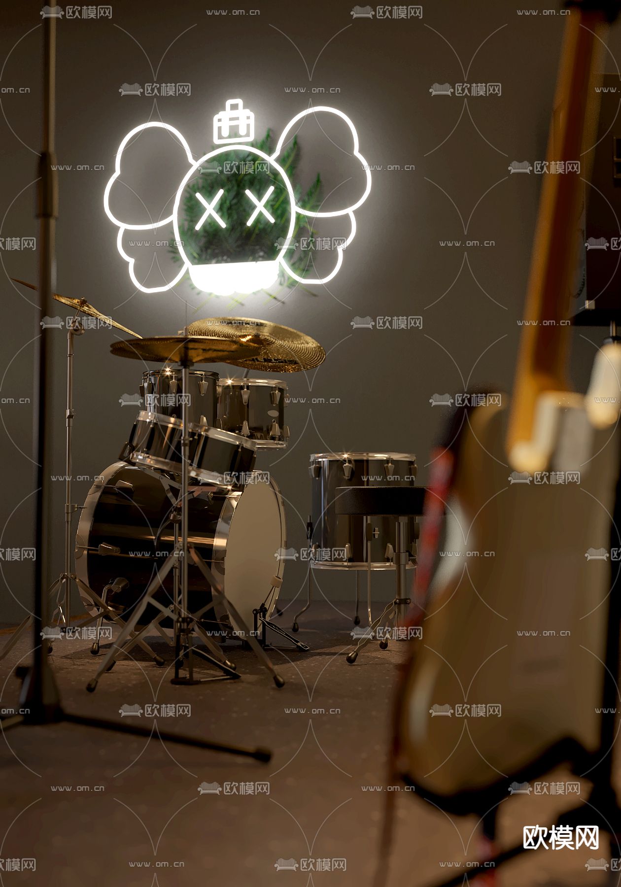 乐器 架子鼓su模型下载（渲染图2）