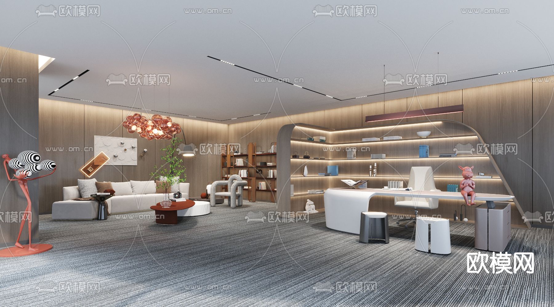 轻奢风办公室3d模型下载