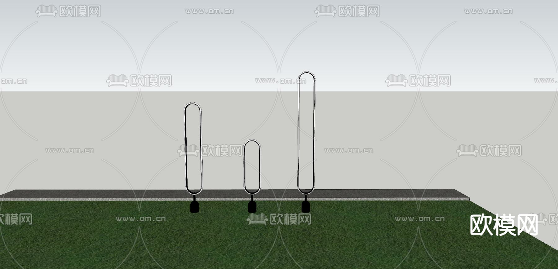 现代庭院灯su模型下载（渲染图1）