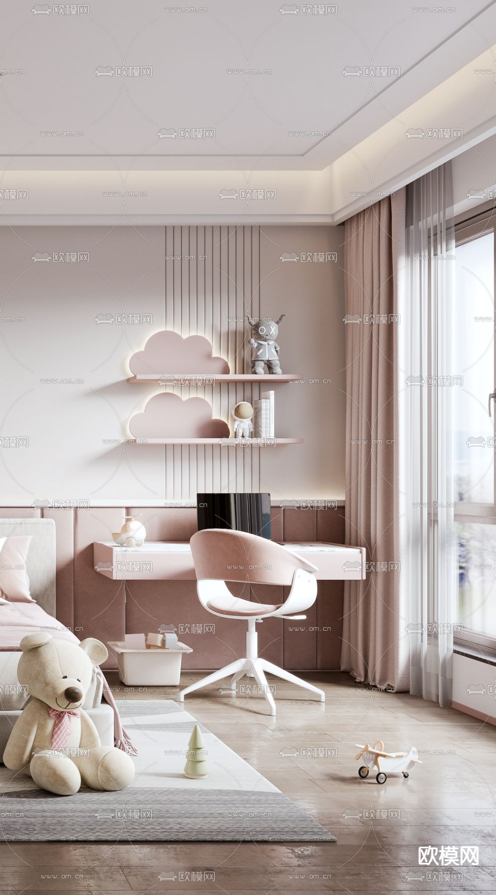 儿童房 女孩房 小孩房卧室3d模型下载（渲染图3）
