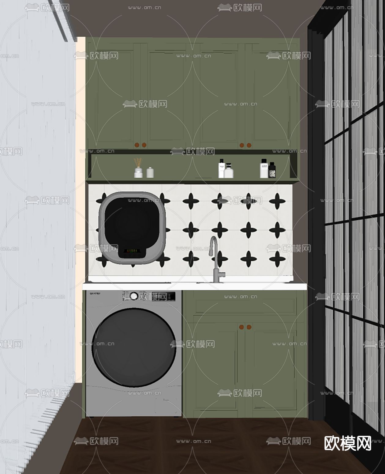 法式洗衣房su模型下载（渲染图1）