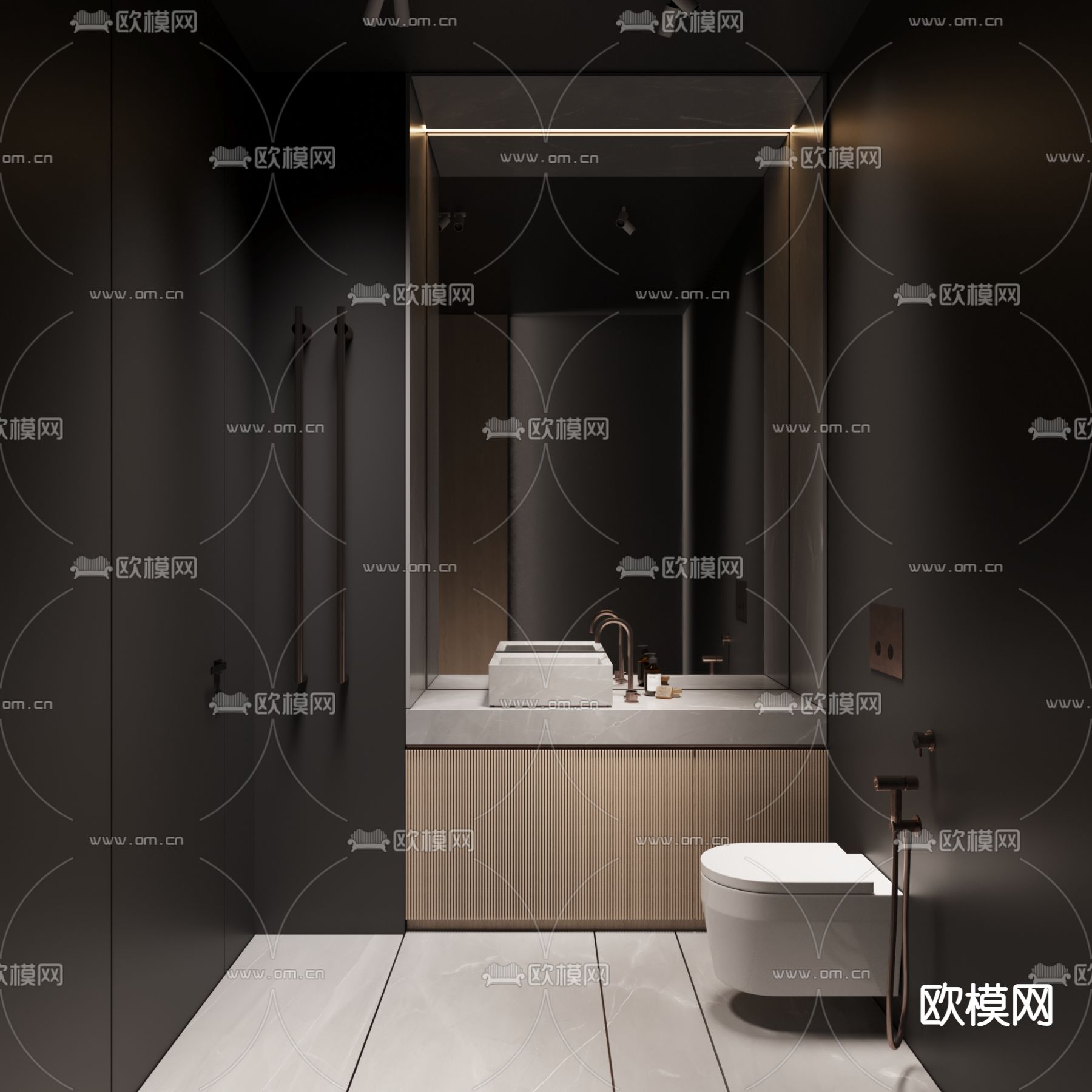 黑暗风卫生间 洗手间3d模型下载