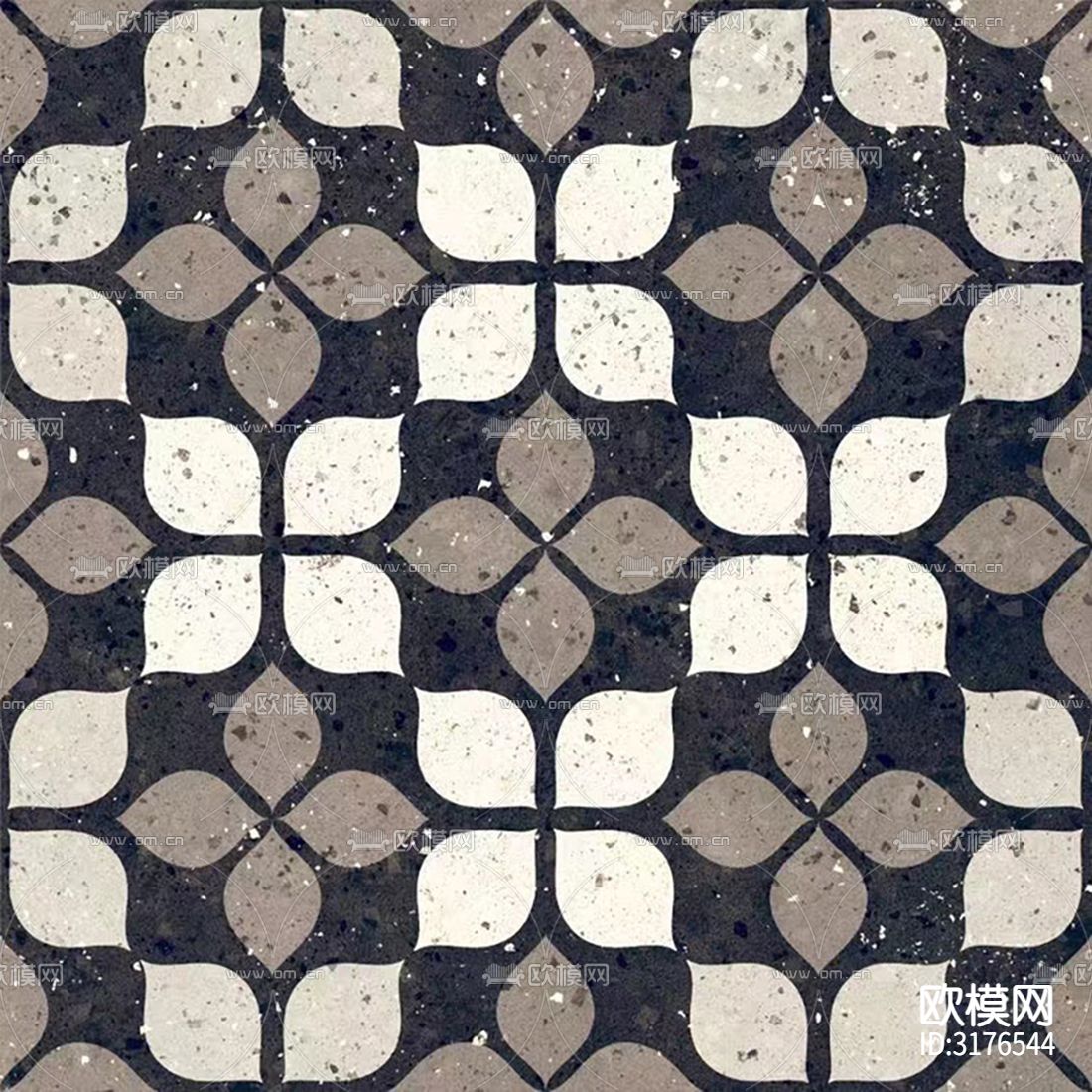 灰色现代简约花砖贴图下载