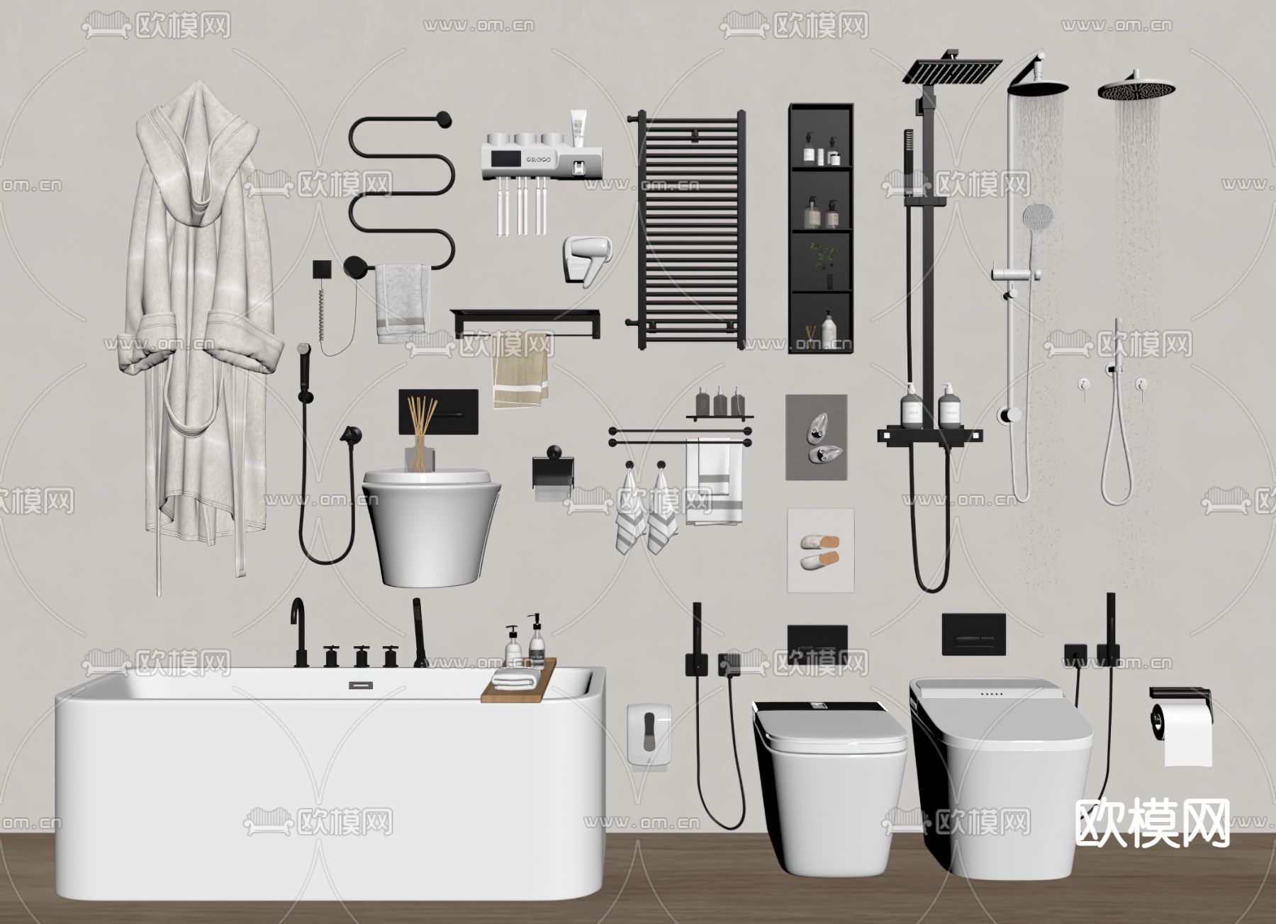 现代卫浴用品su模型下载（渲染图1）