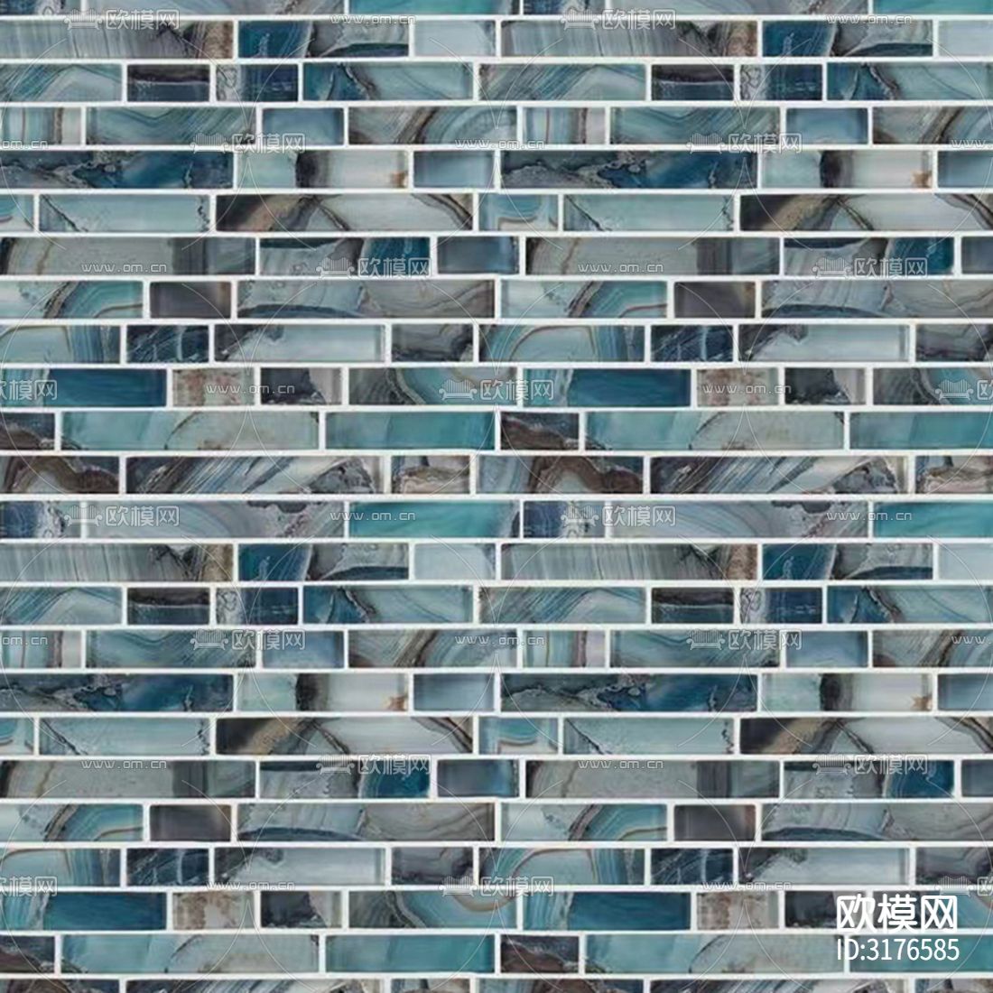 蓝色玻璃马赛克厨卫砖贴图下载（渲染图1）