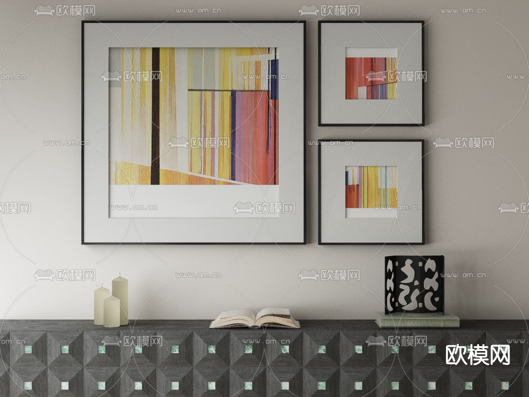 孟菲斯油画 装饰画3d模型下载