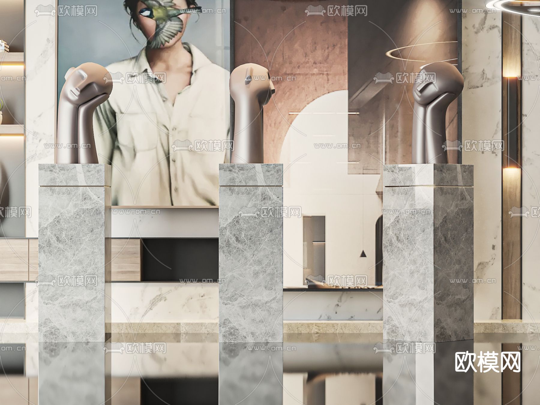 雕塑摆件3d模型下载