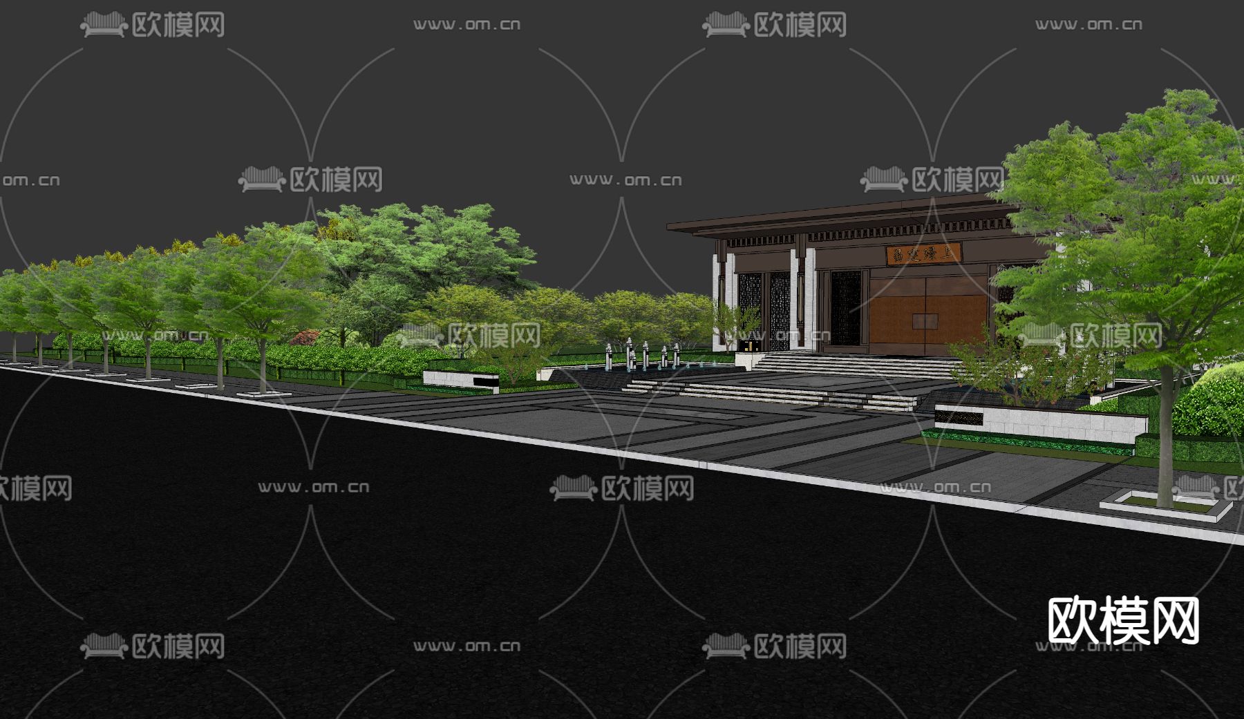 示范区景观 售楼部景观su模型下载