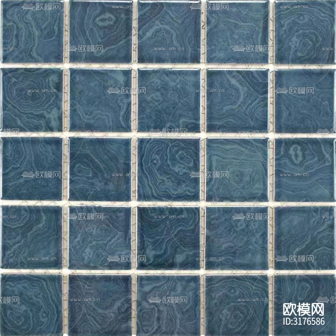 蓝色石材纹小方砖格子砖贴图下载