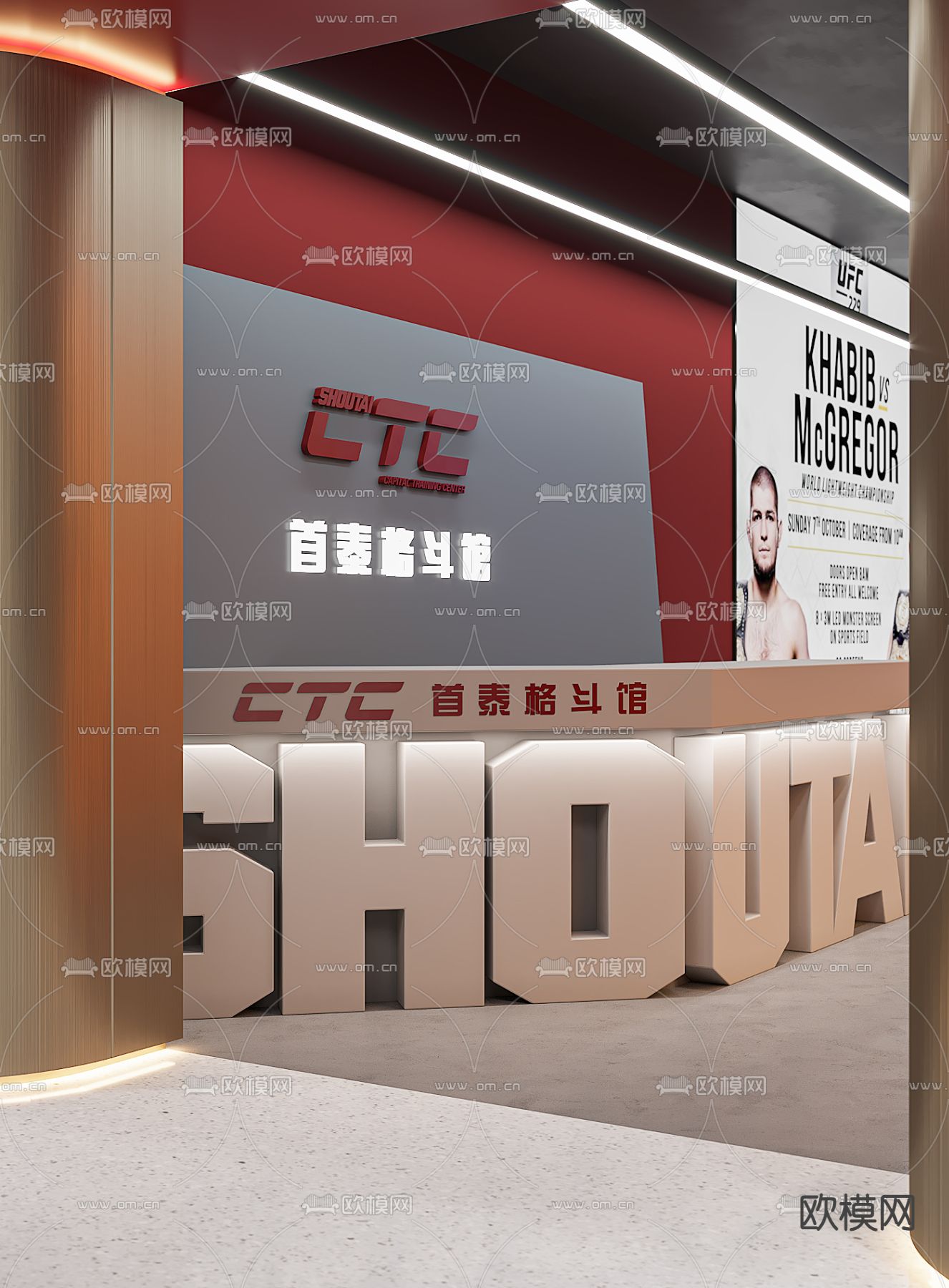 现代格斗馆 健身房3d模型下载（渲染图2）