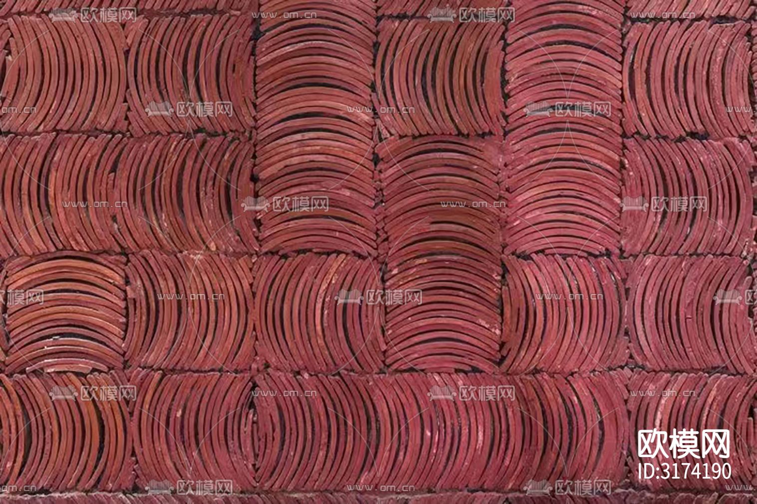 红色土瓦拼花贴图下载