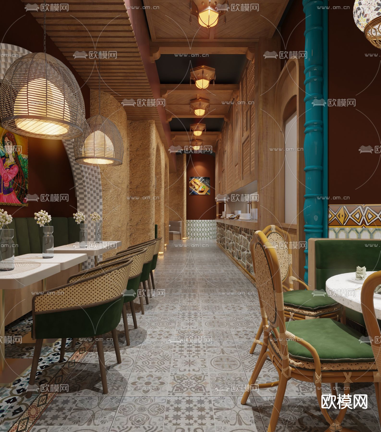 新疆烤肉餐厅3d模型下载（渲染图2）
