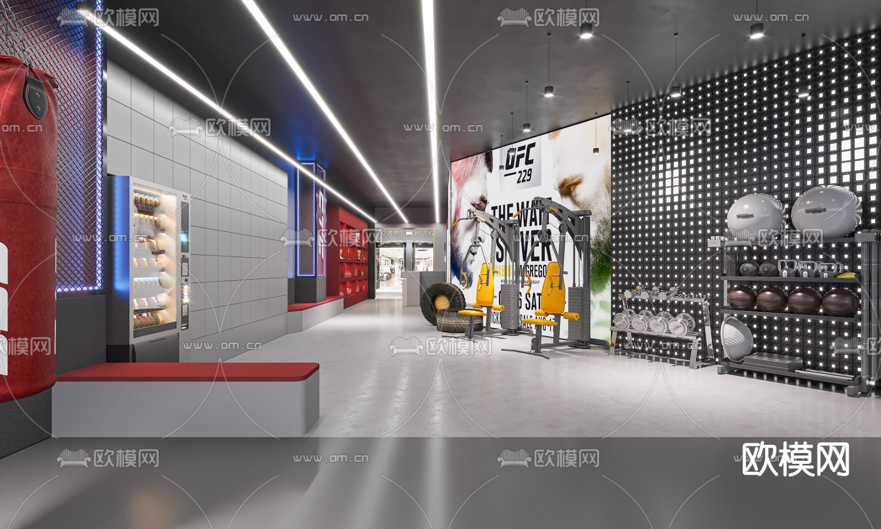 现代格斗馆 健身房3d模型下载（渲染图3）
