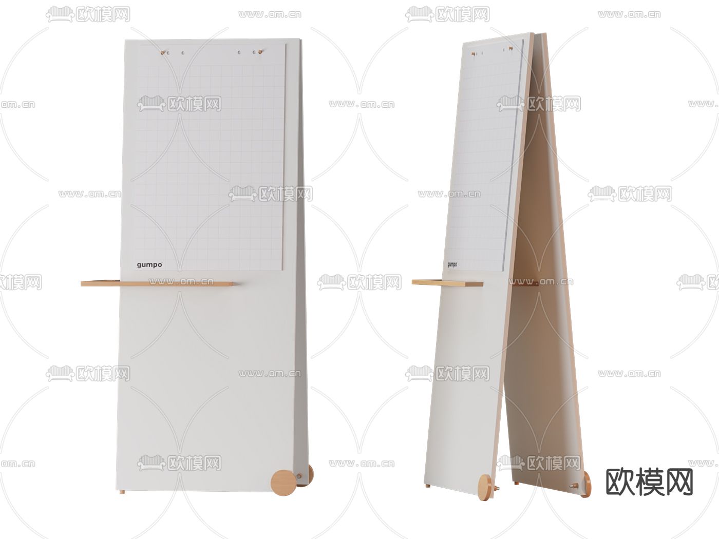 办公室白板 可移动会议日志台 会议记录签字台3d模型下载