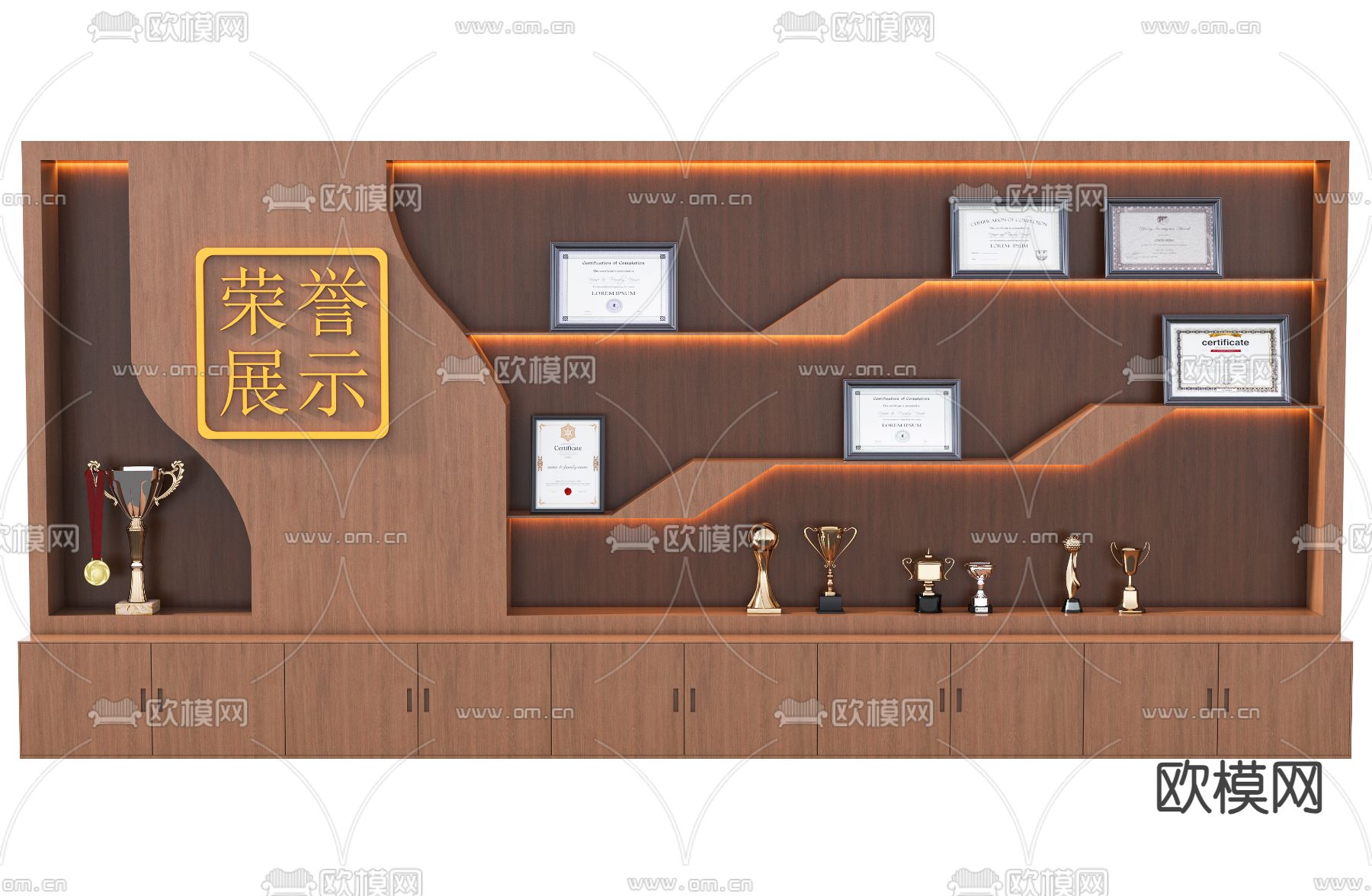 办公室荣誉柜 展示柜3d模型下载