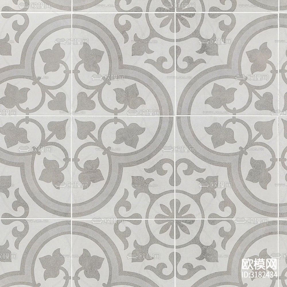 灰色现代简约花砖贴图下载